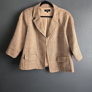 Talbots Tweed Cropped Blazer in Beige and Tan